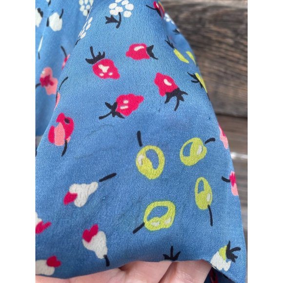 Vintage 1930s Novelty Print Cherries Fruit Blue Dress - Picture 10 of 12